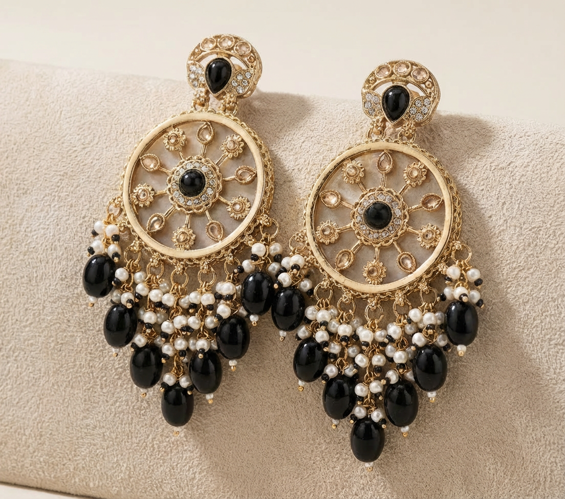 Midnight Black Chandbali Jhumki