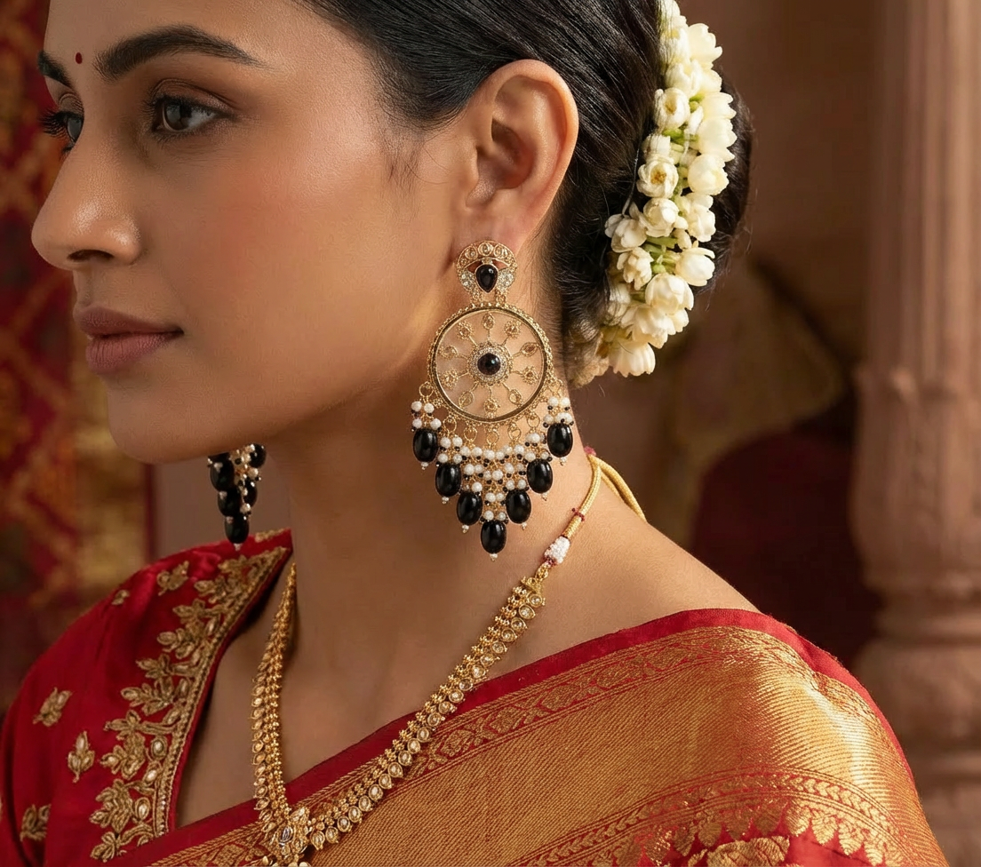 Midnight Black Chandbali Jhumki