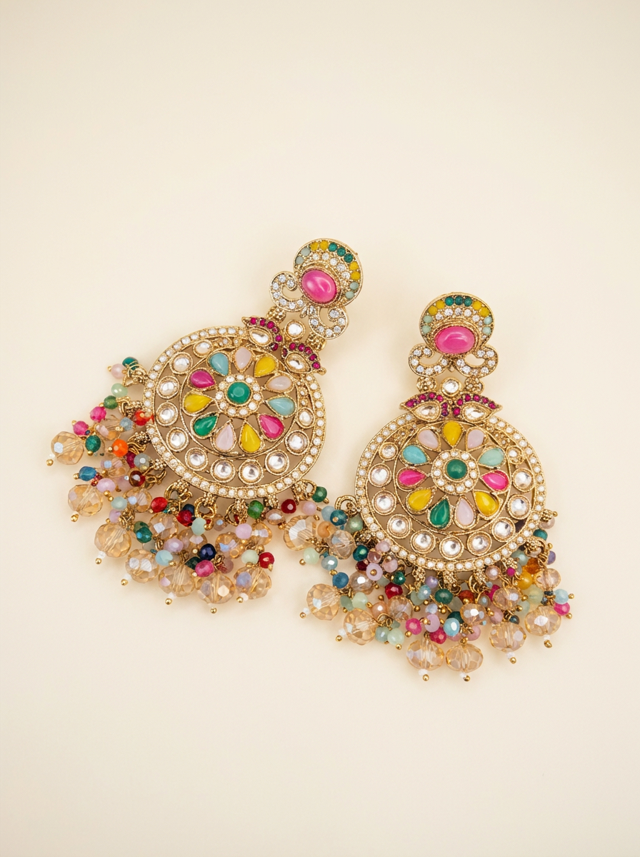 Gulbahar Multicolor Kundan Earrings