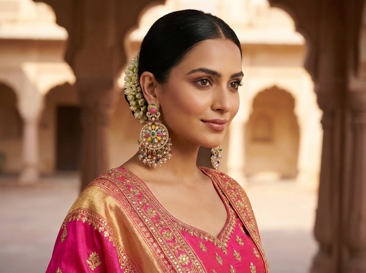 Gulbahar Multicolor Kundan Earrings