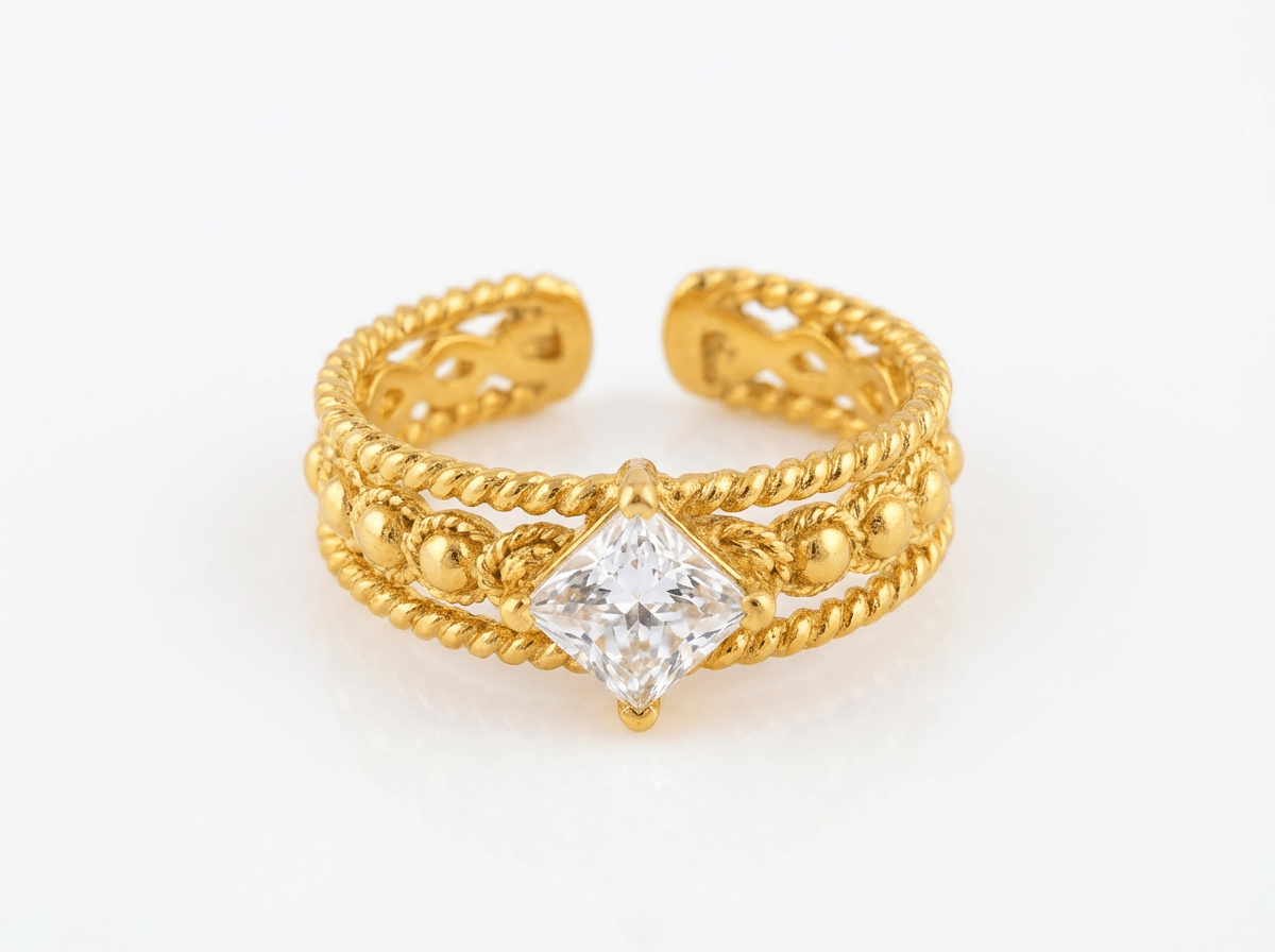 Single Stone Ring, Anti tarnish, Adjustable